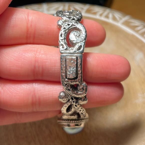 Sarda Blue Cultured Mabe Pearl Silver Tree Of Life Bangle Bracelet - Picture 14 of 16